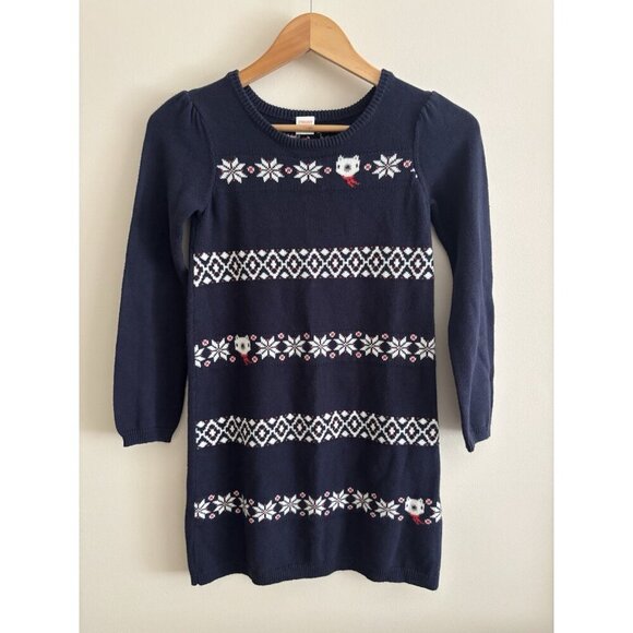 Gymboree Holiday Fair Isle Sweater Dress Bear Snowflake Girl 10 Winter Holiday - Picture 1 of 9